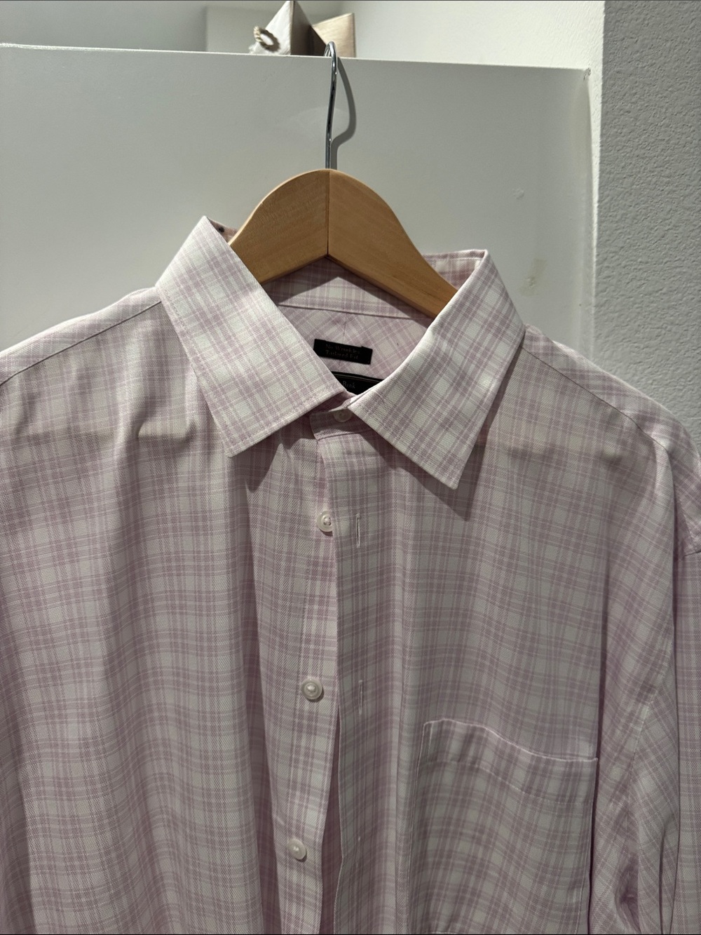 Jos. A. Bank Light Pink Plaid Dress Shirt